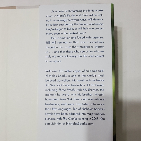 NWT Nicholas Sparks See Me Hardback book 📙📖 - Picture 5 of 8